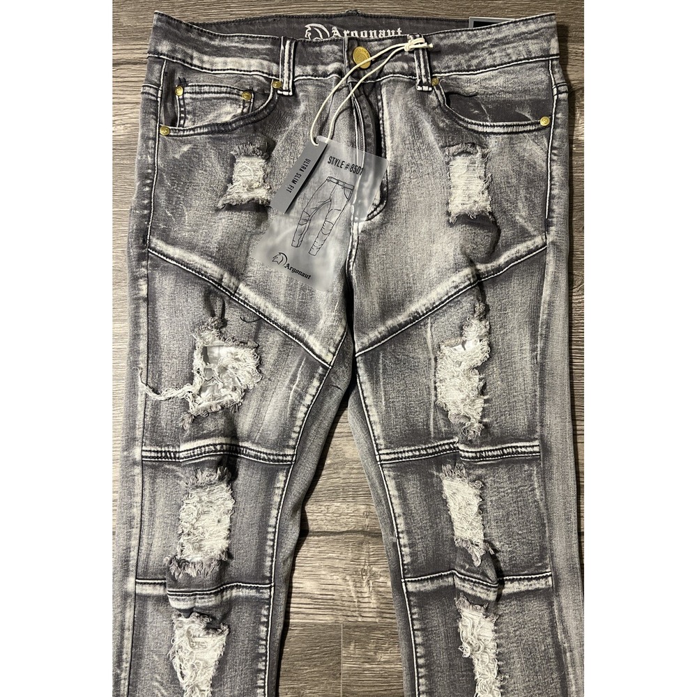 Argonaut Ultra Slim Fit Destructed Gray Skinny Jeans 8501, Sz 32x32, New W/Tags